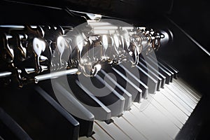 Musical instruments piano and oboe photo