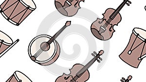 Musical Instruments Seamless Pattern Art, vector design Generative AI