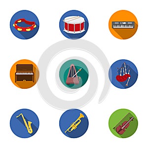 Musical instruments set icons in flat style. Big collection of musical instruments vector symbol stock illustration