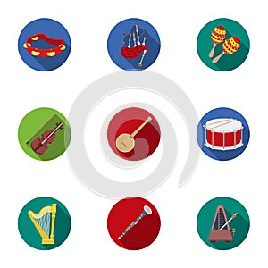 Musical instruments set icons in flat style. Big collection of musical instruments vector symbol stock illustration