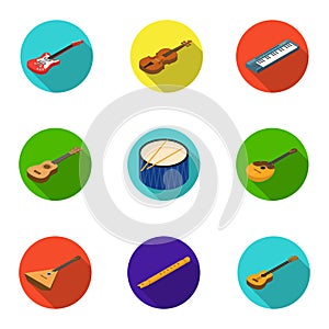 Musical instruments set icons in flat style. Big collection of musical instruments vector symbol stock illustration