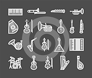 Musical instruments set of icons. vector