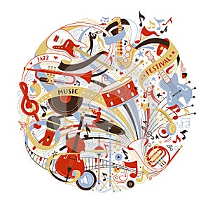 Musical instruments shop assortment flat vector illustration