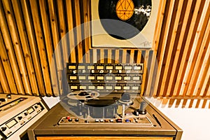 Musical instruments in a sound recording studio at Canada Boy Vinyl