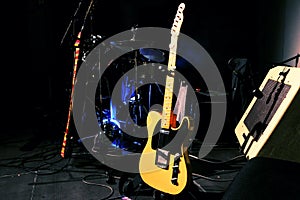 Musical instruments on a stage
