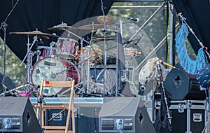 Musical instruments on stage ready to play