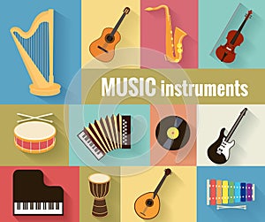 Musical instruments vector set