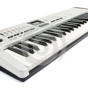 Musical keyboard isolated on white background photo