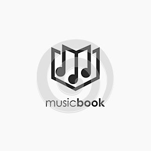 Musical note book logo icon vector template