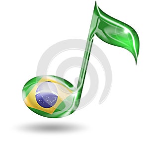 Musical note with brazilian flag colors