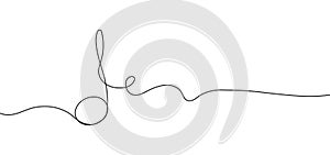 Musical note in continuous line style. Audio message. Music symbol in linear minimalist style. Melody sign.