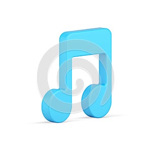 Musical note 3d icon. Volumetric blue symbol of melody photo