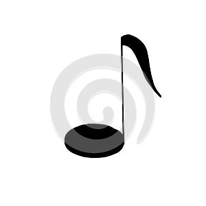 Musical note hand drawn in doodle style. scandinavian monochrome minimalism, single element for design. symbol, music
