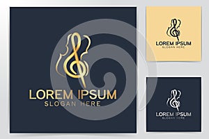 Musical note and harp logo designs, vector illustration