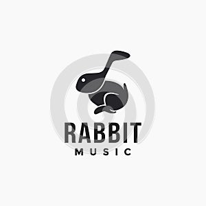 Musical note head rabbit logo icon vector template