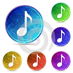 Musical note icon digital abstract round buttons set illustration
