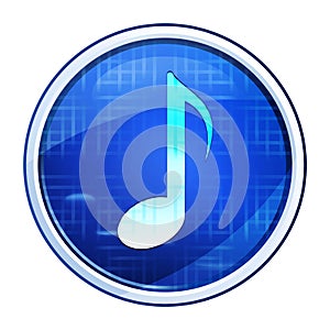 Musical note icon futuristic blue round button vector illustration