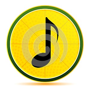 Musical note icon lemon lime yellow round button illustration