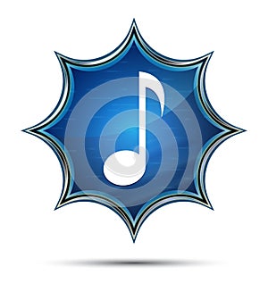 Musical note icon magical glassy sunburst blue button