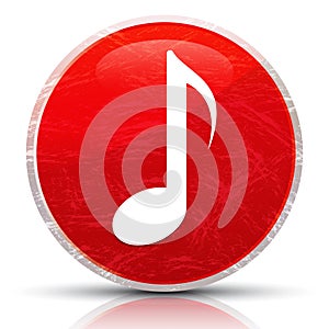 Musical note icon metallic grunge abstract red round button illustration