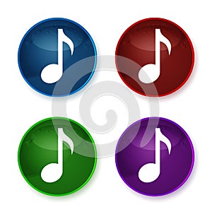 Musical note icon shiny round buttons set illustration