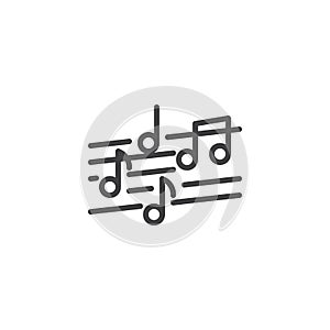 Musical note line icon