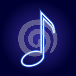 Musical note neon blue glowing of illustration