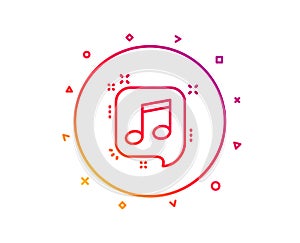 Musical note in speech bubble line icon. Music sign. Vector