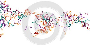 Musical note symbols vector backdrop. Melody