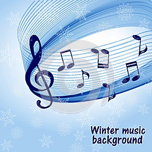 Musical notes against the background