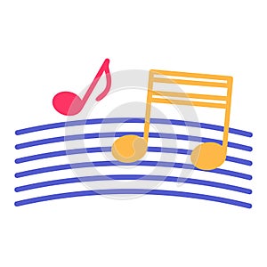 Musical Notes Birthday Party Color Stroke Icon