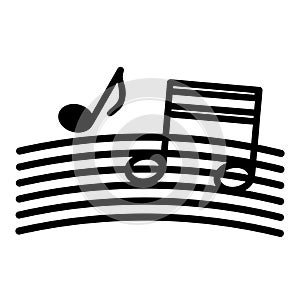 Musical Notes Birthday Party Thin Stroke Icon