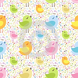 Musical notes with chickens.