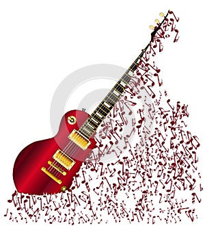 Musical Notes Fragmenting Guitar