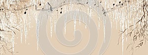 Musical notes frame with graphic icicles on beige background