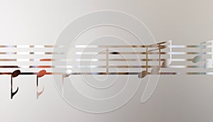 Musical notes on frosted glass, art background