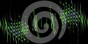 musical notes in green design from groups of stripes on black background