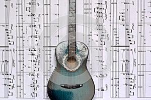 Musical notes and guitars