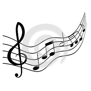Musical notes icons for design on white, stock vector illustration