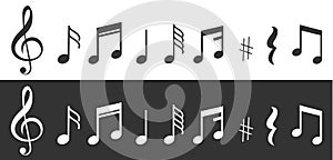 Musical notes icons set. Vector illustration eps