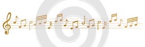 Musical notes melody with clef on white background