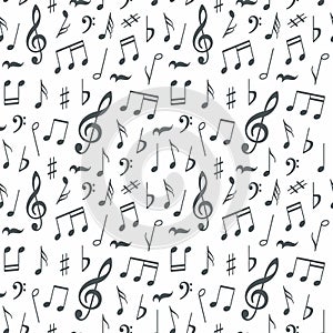 Musical notes seamless pattern background