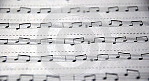 Musical notes written on notational lines