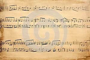 Musical old vintage sheet art textured paper note antique page melody background