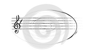 Musical Pentagram curving in a Ondulate Sound Waves