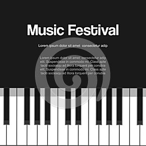 Musical piano festival, piano concert ,live classic or jazz music with piano keys vector illustration poster.