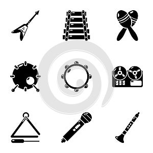 Musical piece icons set, simple style