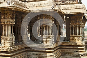 Musical pillars. Maha Mandapa, Vitthala Temple complex, Hampi, Karnataka. photo