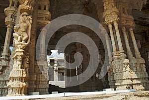 Musical pillars. Maha Mandapa, Vitthala Temple complex, Hampi, Karnataka. photo