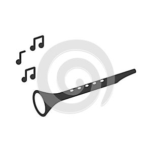 Musical pipe glyph icon isolated on white background.Vector illustration.